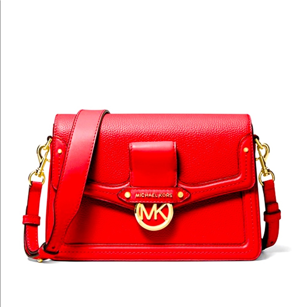 Michael Kors Beautiful Bright Red Pebbled Leather Shoulder Bag